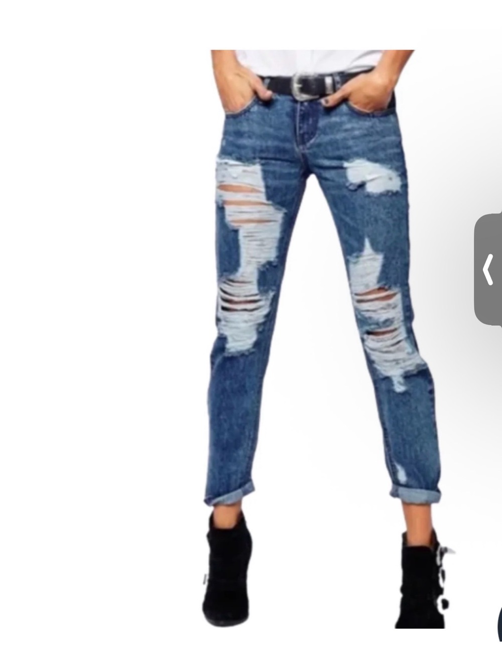 One Teaspoon Distressed Boyfriend Jeans in Denim Blue. Awesome baggies